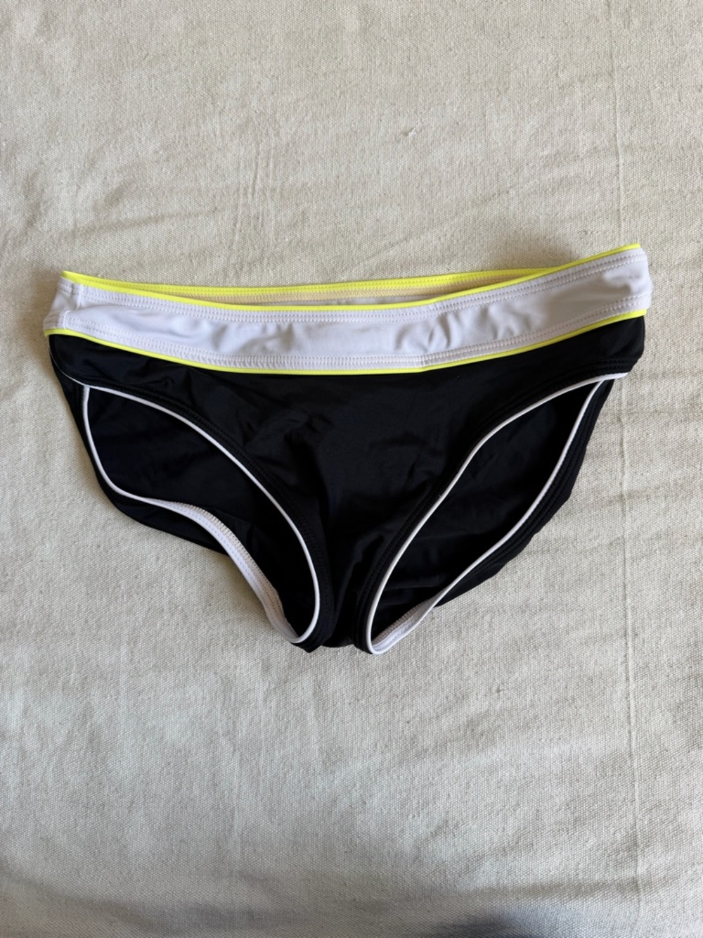 Nike Sport Women’s Athletic Swim Bottoms Black Neon White Neon Volt Piping 10